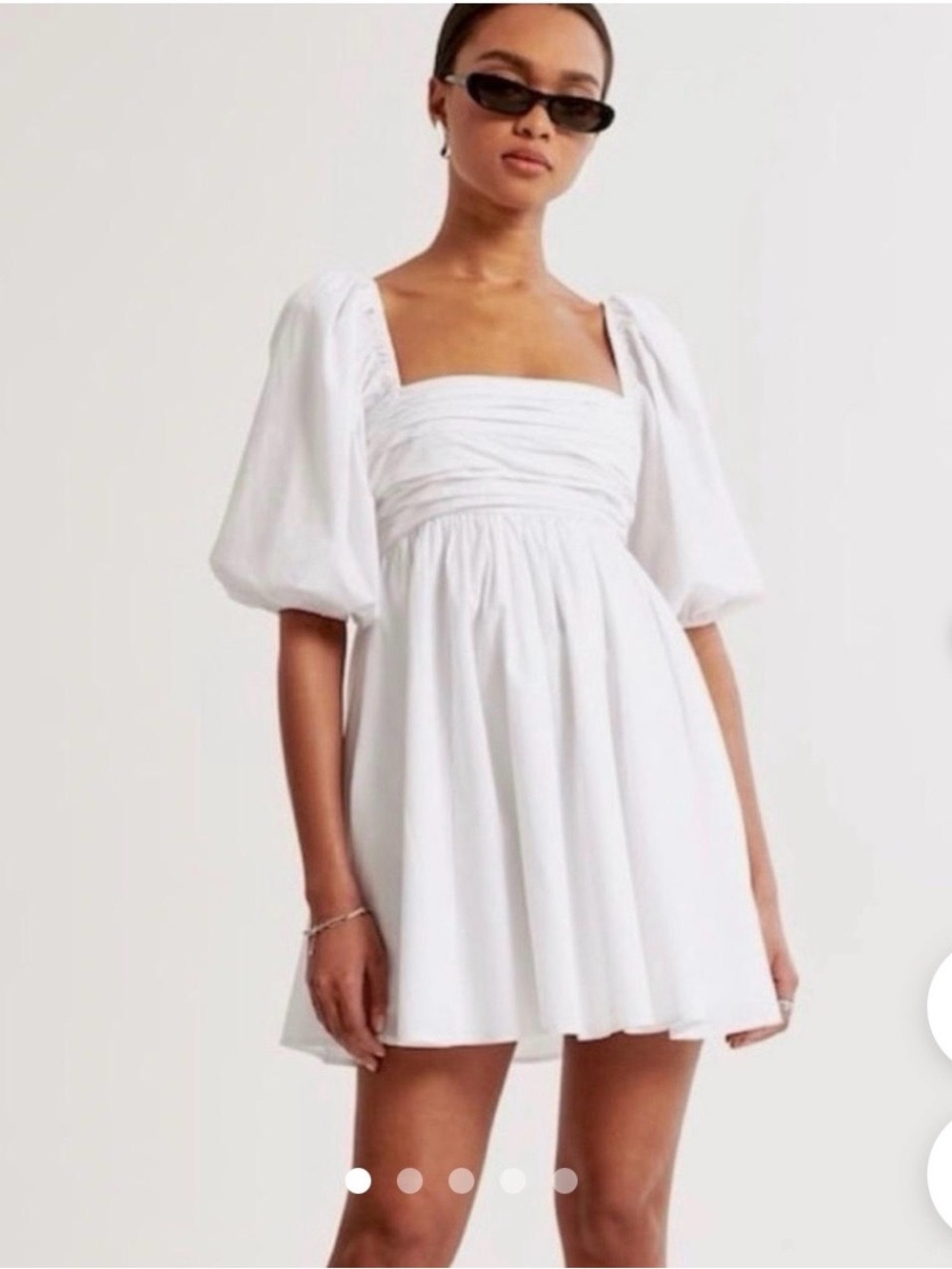 White Abercrombie and Fitch Puff Sleeve Dress